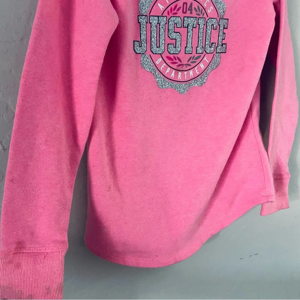 Justice Girls Hoodie Size 8 Pink Silver Glitter Shimmery‎